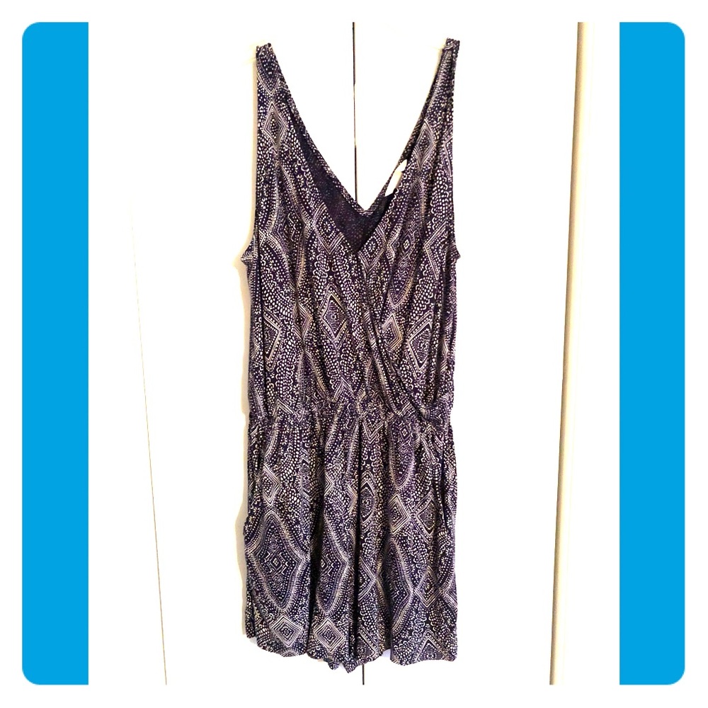 Navy blue and white romper